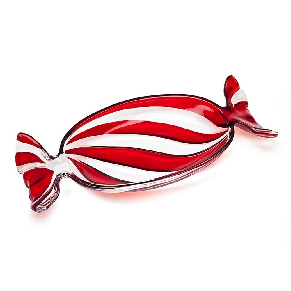 NWT❣️Godinger Holiday Red Peppermint Tray - Picture 1 of 2